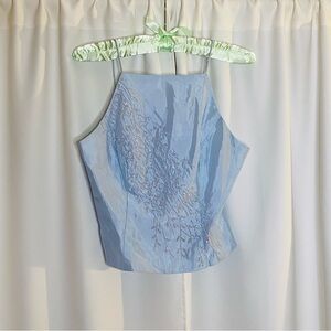 SOLD: Vintage Ice Blue Beaded Top